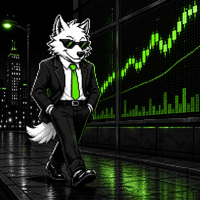 Pixel art wolf walking the night city